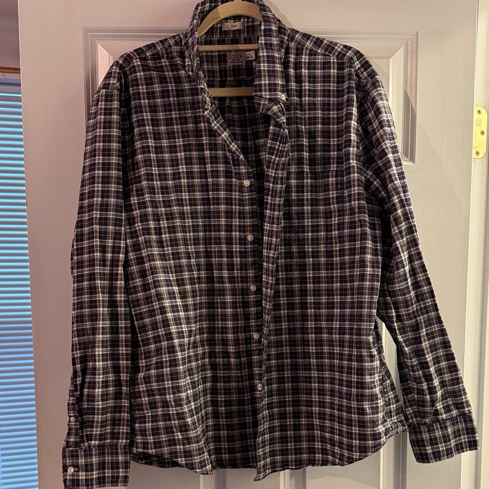 J. Crew Black & White Plaid Long-Sleeve Button-Down Shirt